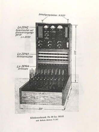 D. (Luft) T. 9217 "Luftnachrichtentruppe - Der Klinkenschrank Fu 40 (Ln. 20 141)" datiert 1942, ca.100 Seiten, DIN A4, Nachdruck