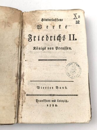 "Hinterlassene Werke Friedrichs II. König von...