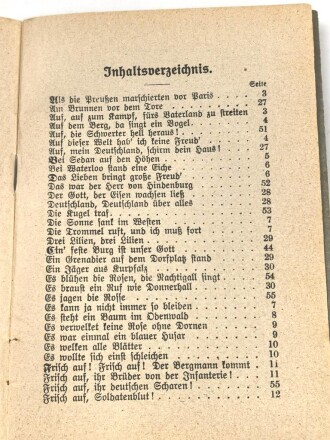 1. Weltkrieg "Hessenlieder 100 Volks- und Soldatenlieder den hessischen Truppen gewidmet von Großherzog Ernst Ludwig" datiert 1915, DIN A6, 67 Seiten