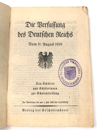 "Die Verfassung des Deutschen Reichs" datiert 1924, 48 Seiten, DIN A6