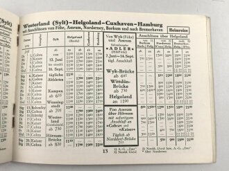 "Sommerfahrplan 1930 - Mit der Hapag in die Nordseebäder"  24 Seiten, ca DIN A6, leicht stockfleckig