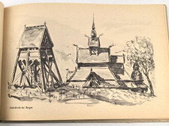 "Gesehen und skizziert" vom Kriegsberichter der Luftwaffe Schimpke,  datiert 1943, ca. DIN A5, Einband defekt