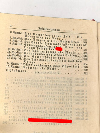 Adolf Hitler "Mein Kampf" rote Ausgabe des Reichsbundes Deutscher Beamten von 1939  im Schutzumschlag, Überreicht von der NSDAP Ortsgruppe Berndorf, gebraucht