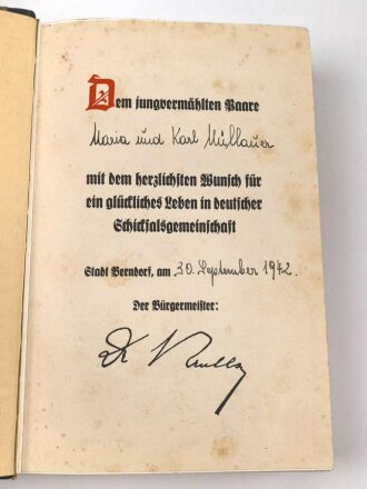 Adolf Hitler "Mein Kampf", Hochzeitsausgabe der Stadt Berndorf von 1942 