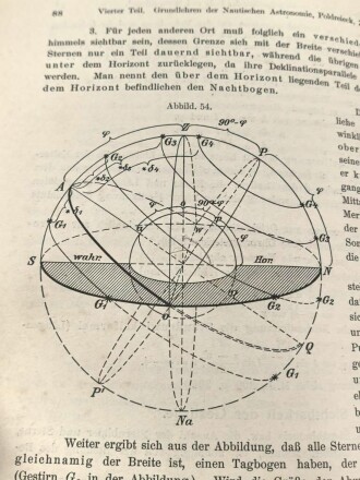 "Leitfaden für den Unterricht in der Navigation" datiert 1909, 287 Seiten, DIN A5