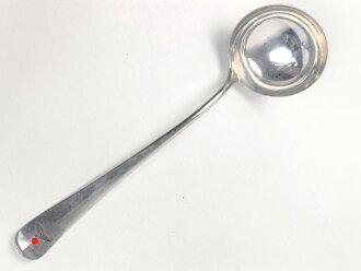 Suppenkelle von der Luftwaffe aus Aluminium, Aluminium, datiert 1937, Gesamtlänge ca. 34 cm