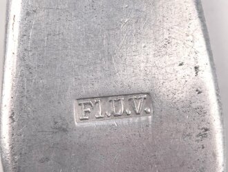 Saucenlöffel von der Luftwaffe aus Aluminium, datiert 1937, Gesamtlänge ca. 20 cm