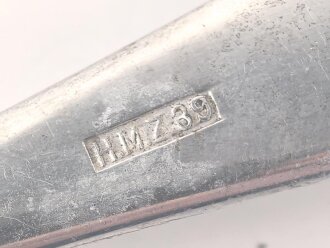 Saucenlöffel von der Luftwaffe aus Aluminium, datiert 1939, Gesamtlänge ca. 20 cm