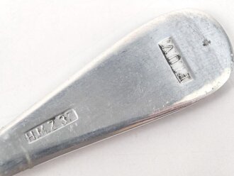 Teelöffel von der Luftwaffe aus Aluminium, datiert 1937, Gesamtlänge ca. 15 cm