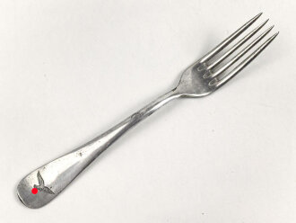 Gabel von der Luftwaffe aus Aluminium, datiert 1938, Gesamtlänge ca. 22 cm
