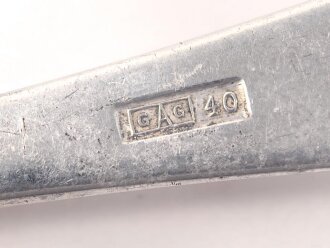 Gabel von der Luftwaffe aus Aluminium, datiert 1940, Gesamtlänge ca. 22 cm