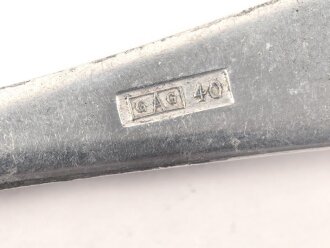 Gabel von der Luftwaffe aus Aluminium, datiert 1940, Gesamtlänge ca. 22 cm