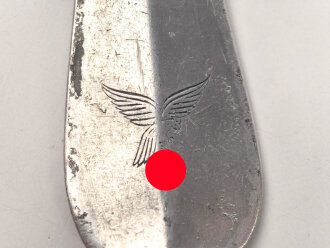 Gabel von der Luftwaffe aus Aluminium, datiert 1938, Gesamtlänge ca. 22 cm