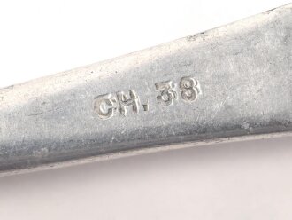 Gabel von der Luftwaffe aus Aluminium, datiert 1938, Gesamtlänge ca. 22 cm