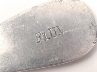 Gabel von der Luftwaffe aus Aluminium, datiert 1938, Gesamtlänge ca. 22 cm