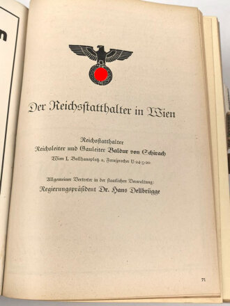 "Handbuch des Reichsgaues Wien" datiert 1941, 1712 Seiten, über DIN A5, stark gebraucht
