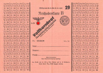 "Reichsbrotkarte B" der Stadt Essen,...