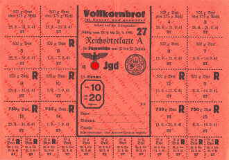 "Reichsbrotkarte A " der Stadt Essen,...