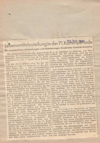 "Bezugsausweis für Speisekartoffeln" des...