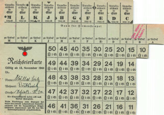 "Reichseierkarte" der Stadt Pulsnitz, gültig ab 13. November 1944, DIN A5