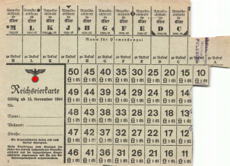 "Reichseierkarte" der Stadt Pulsnitz, gültig ab 13. November 1944, DIN A5