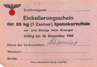 "Einkellerungsschein für 50kg...