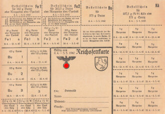 "Reichsfettkarte" der Stadt Detmold. gültig vom 8.4. bis 5.5.1940, DIN A5