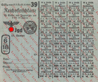 "Reichsfleischkarte" der Stadt Essen,...