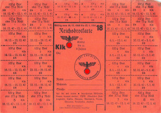 "Reichsbrotkarte" der Stadt Landsberg, gültig vom 16.12.1940 bis 12.1.1941, DIN A6