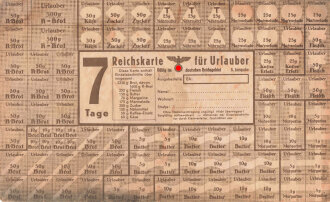 "Reichskarte für Urlauber "7 Tage gültig im deutschen Reichsgebiet 5. Ausgabe, DIN A4