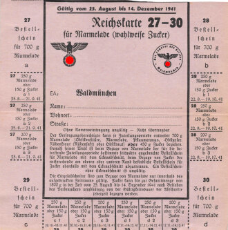 "Reichskarte für Marmelade" der Stadt...