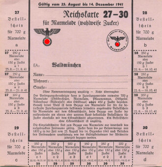 "Reichskarte für Marmelade" der Stadt...
