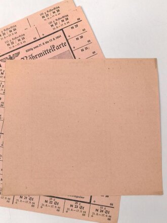 "Nährmittelkarte" der Stadt Merzig, gültig vom 21.8. bis 17.9.1944, unter DIN A5, Sie erhalten 1 Stück