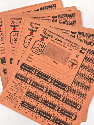 "Reichsbrotkarte A" der Stadt Merzig, gültig vom 26.6. bis 23.7.1944, unter DIN A5, Sie erhalten 1 Stück