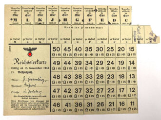 "Reichseierkarte" für die Stadt Westprignitz, gültig ab 13. November 1944, DIN A5