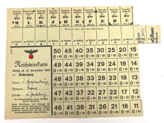 "Reichseierkarte" für die Stadt Westprignitz, gültig ab 13. November 1944, DIN A5