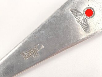 Gabel von der Wehrmacht aus Aluminium, datiert 1940, Gesamtlänge ca. 21 cm