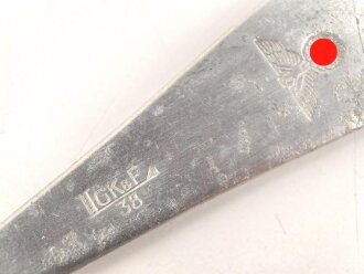 Löffel von der Wehrmacht aus Aluminium, datiert 1938, Gesamtlänge ca. 21 cm