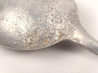 Löffel von der Wehrmacht aus Aluminium, datiert 1938, Gesamtlänge ca. 21 cm