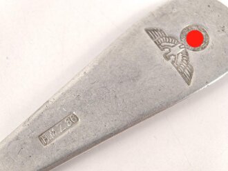 Löffel von der Wehrmacht aus Aluminium, datiert 1938, Gesamtlänge ca. 21 cm