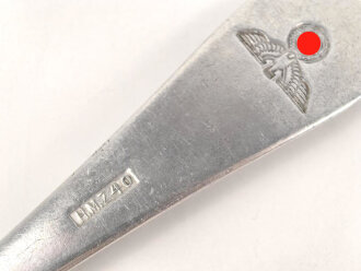 Löffel von der Wehrmacht aus Aluminium, datiert 1940, Gesamtlänge ca. 21 cm