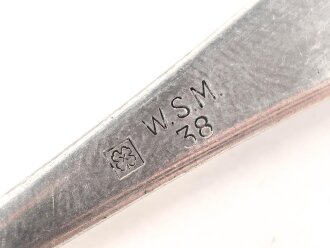 Teelöffel von der Wehrmacht aus Aluminium, datiert 1938, Gesamtlänge ca. 15 cm