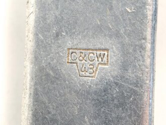 Löffel aus Metall für das 4 teilige Besteck der Wehrmacht datiert 1943, Gesamtlänge ca. 20 cm