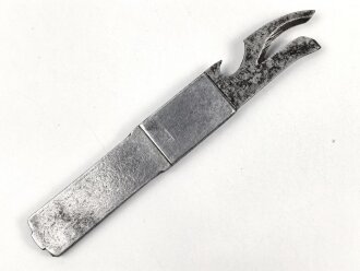 Dosenöffner aus Metall / Aluminium für ein Einschubbesteck der Wehrmacht datiert 1943, Gesamtlänge ca. 20 cm