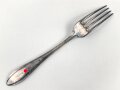 Gabel mit  Stempel " SS Reich " aus versilberttem Buntmetall   ,Gesamtlänge ca. 22 cm