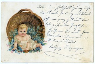 Ansichtskarte Kleinkind im Weidenkorb