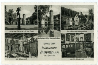 Ansichtskarte "Gruss aus Märcheschloß Mespelbrunn im Spessart"