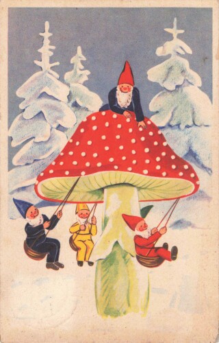 Ansichtskarte aus Wanne-Eickel, Zwerge mit Pilz