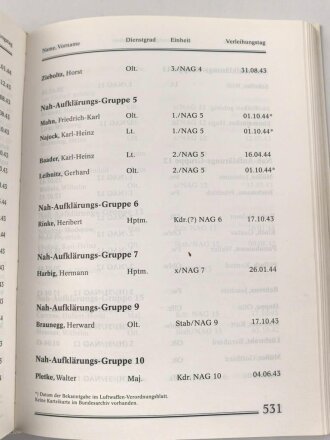 "Die Träger des Deutschen Kreuzes in Gold der Luftwaffe 1941-1945" DIN A5, 813 Seiten, gebraucht