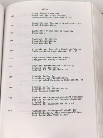 "Liste der Fertigungskennzeichen für Waffen, Munition und Gerät" Origialgetreuer Nachdruck, DIN A5, 782 Seiten, gebraucht